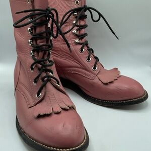 Vintage Cowtown genuine Leather Pink western Boots size 5 1/2